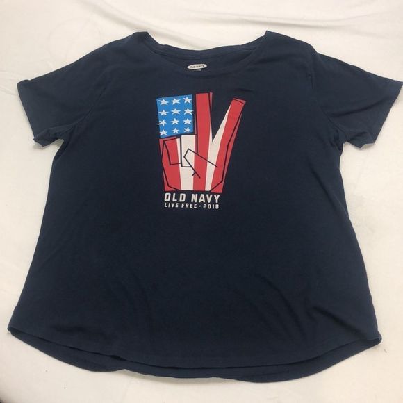 Old Navy Navy Peace Flag Graphic T-Shirt - Picture 1 of 6